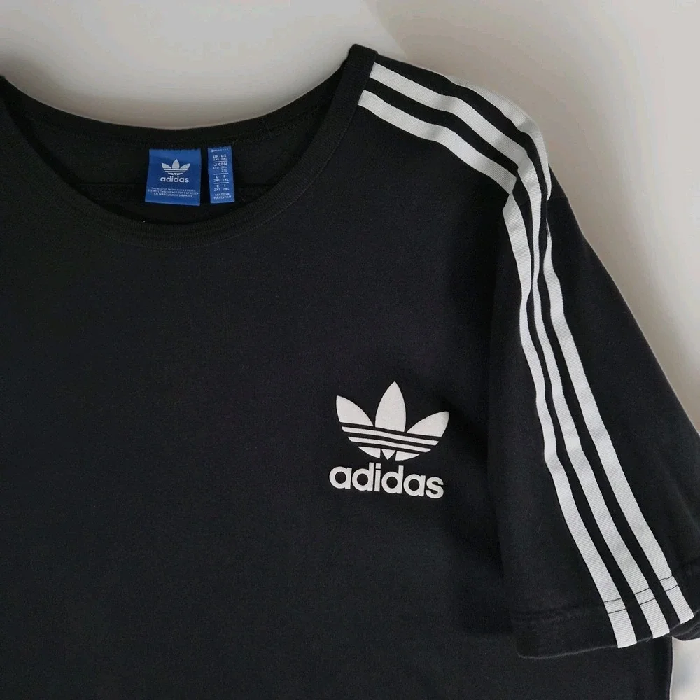 Adidas Originals Trefoil 3 Stripe Black Short Sleeve T-Shirt Men's 2XL